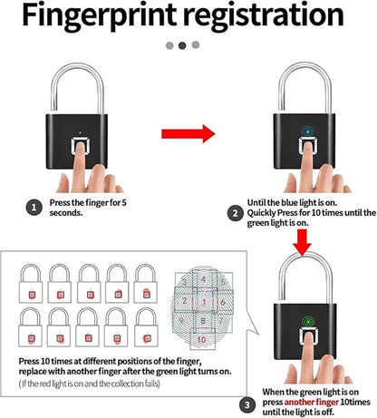 Fingerprint Padlock Locker Lock Smart Pad Lock Waterproof Small Portable Padlock with USB Charging for Locker   Luggage Suitcas