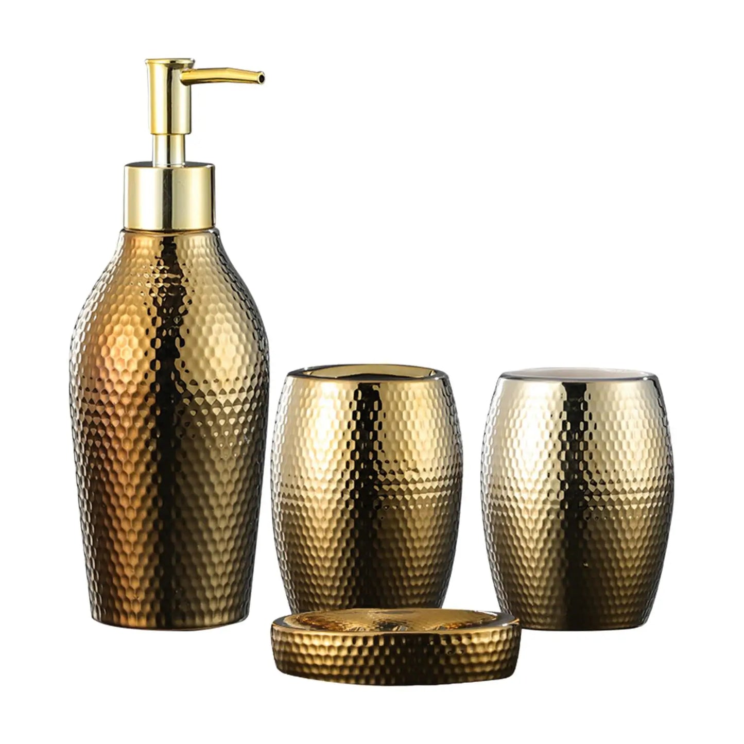 Bathroom Accessories Set Soap Dish Lotion Bottle Golden Decorative Home Neat