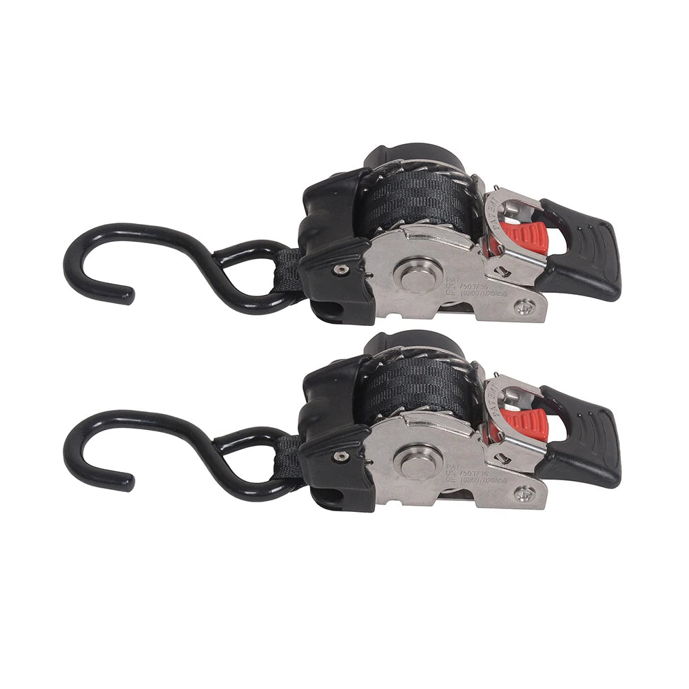 Single Hook / Double Hook Stainless Steel Auto Retractable Universal Easy To Carry Ratchet Tie Down Starp S-Hooks Trailer Towing