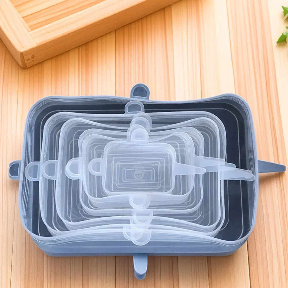 6PCS Silicone Stretch Lids for Food Freshness Reusable Durable Expandable Covers for Kitchen and Food Storage