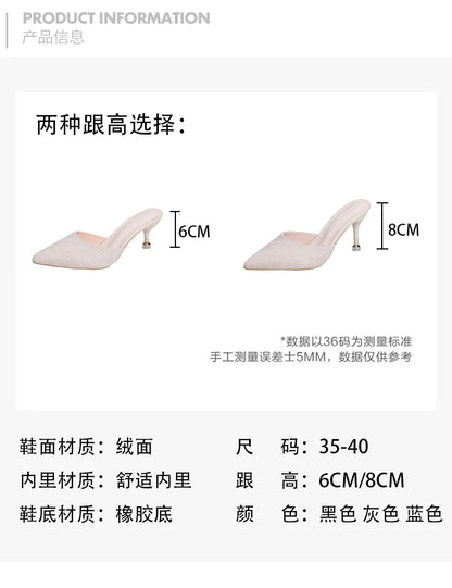 New Women's Slippers High Heel Closed Pointed Toe Shoes Sexy Ladies Heeled Sandals for Women