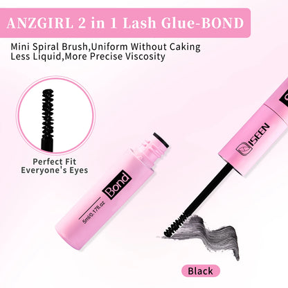 ISEEN Eyelash Bond & Seal 10ml  Eyelash Glue Remover 5ml Eyelash Curler Eyelash Brush Tweezer Kit Makeup