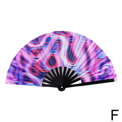 33cm Large Folding Hand Rave Fan Chinease/Japanese Gifts Fan Dance Music Colorful Fan Festival Fan Gradient Reflective Fold