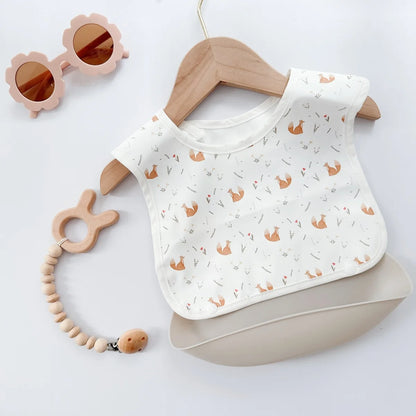 Children's Silicone Bib Baby Feeding Bibs for Newborn PU Soft removable Saliva Towel Waterproof  Dirt Proof Babies Accessories