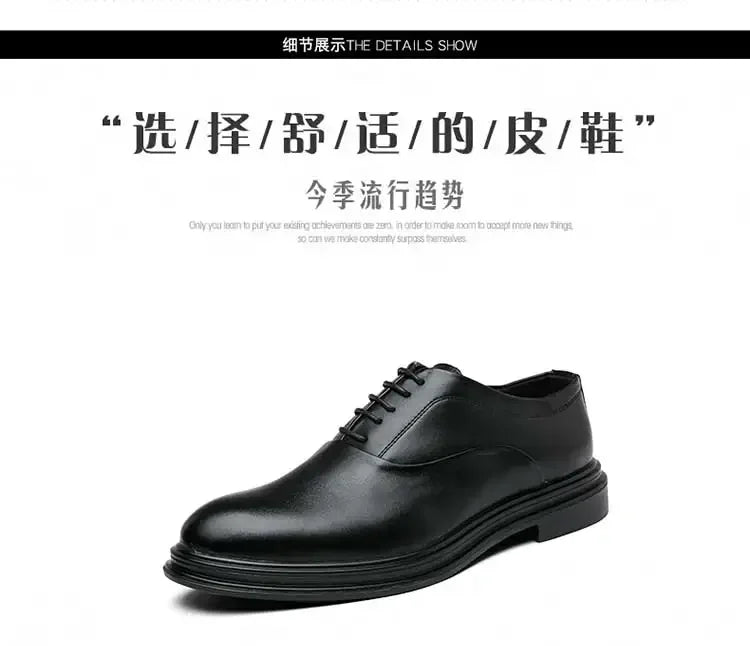 Business Formal Leather Shoes Men's Casual with Suit Low Top Solid Wedding Oxford Shoes Pointed Office Shoes