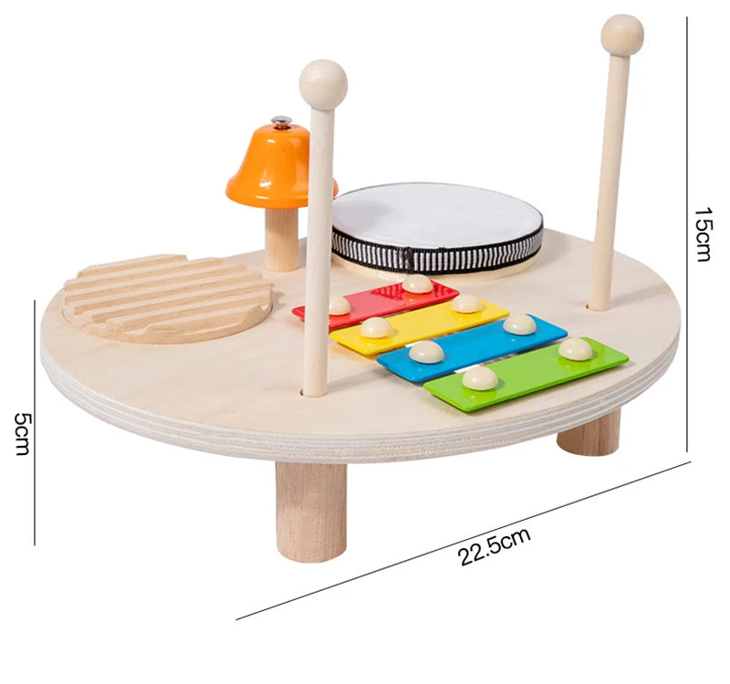 Wooden Music Toys For Babies Children's Multifunctional Music Knocking Table Early Education Kids Drum Set Music Toy Baby Gift