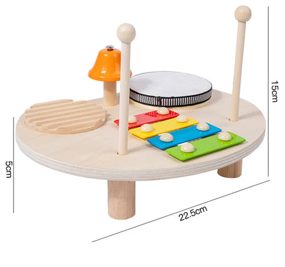 Wooden Music Toys For Babies Children's Multifunctional Music Knocking Table Early Education Kids Drum Set Music Toy Baby Gift