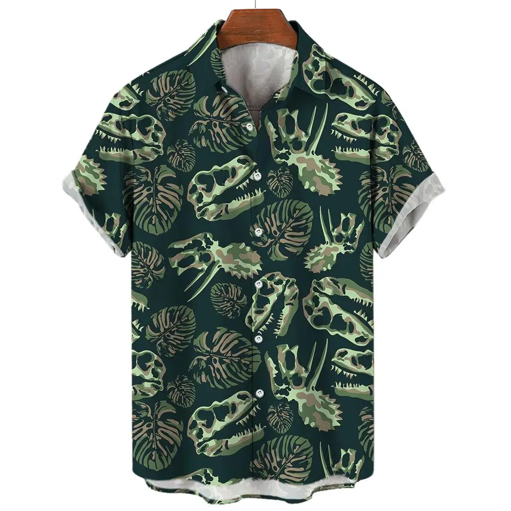Men's Hawaiian Shirts 3D Print Dinosaur Graphics Fashion Button Short Sleeve Lapel Streetwear Hawaiian Shirts for men Summer