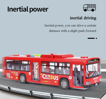 High Quality Simulation Bus Large Size Drop-resistant Light Music Inertia Bus Model Pull Back Car Educational Toys Gifts