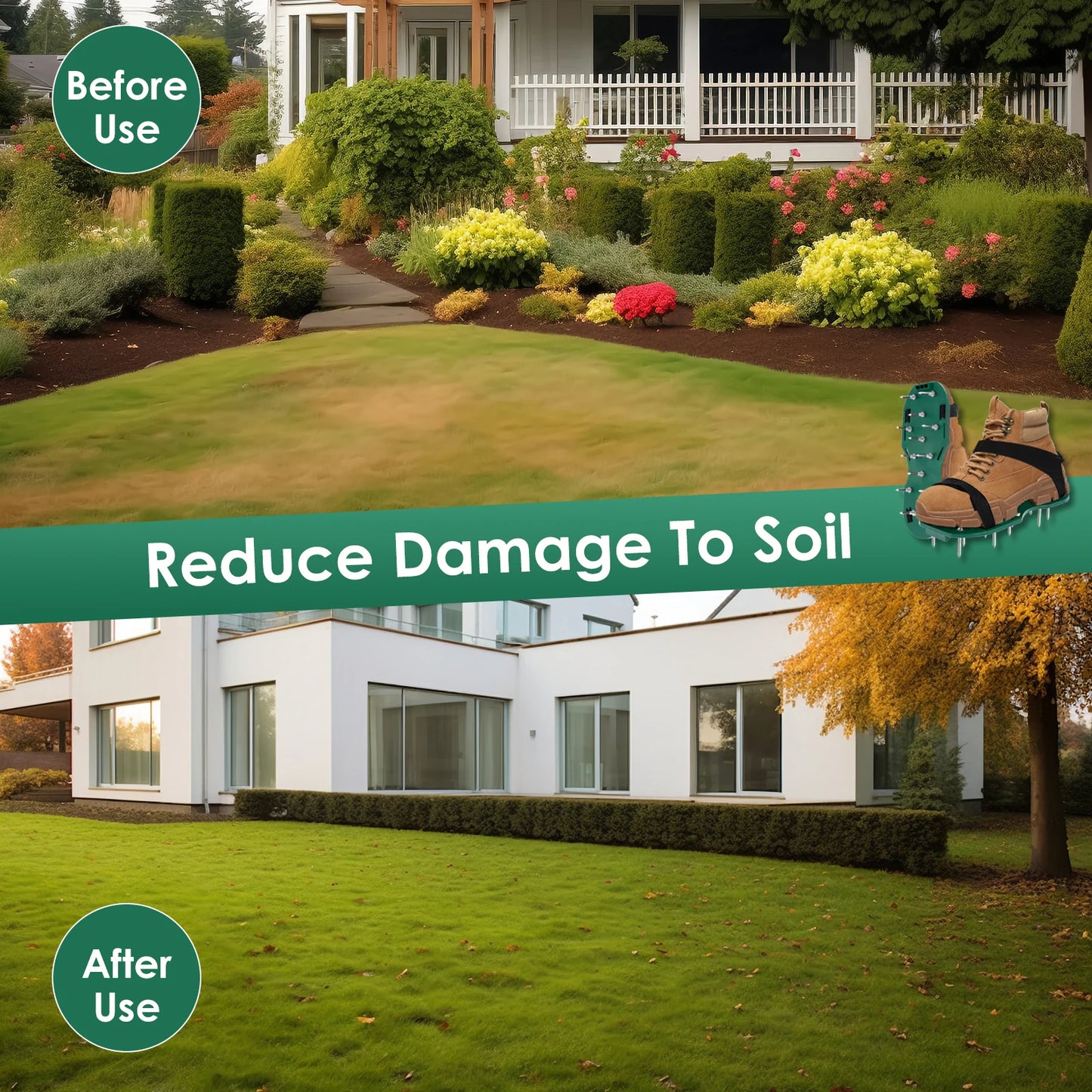 Lawn Aerator Shoes Manual Lawn Aerator with Spike Adjustable Spiked Aerating Sandals Reusable Plastic Lawn Aerator Sandals Lawn