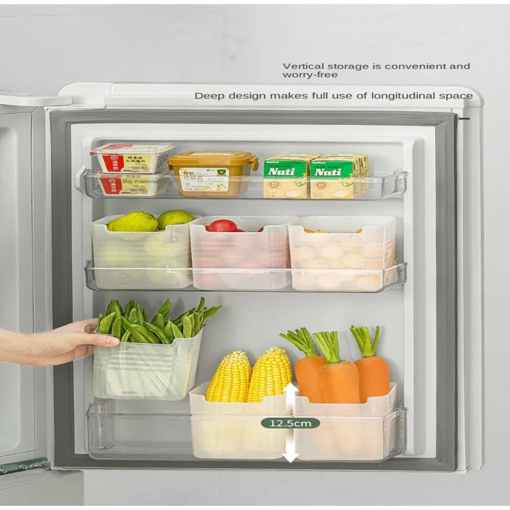 Plastic Refrigerator Organizer Bin Stackable Door Organizer Food Fresh Box Pantry Container Transparent Bins Shelf Basket