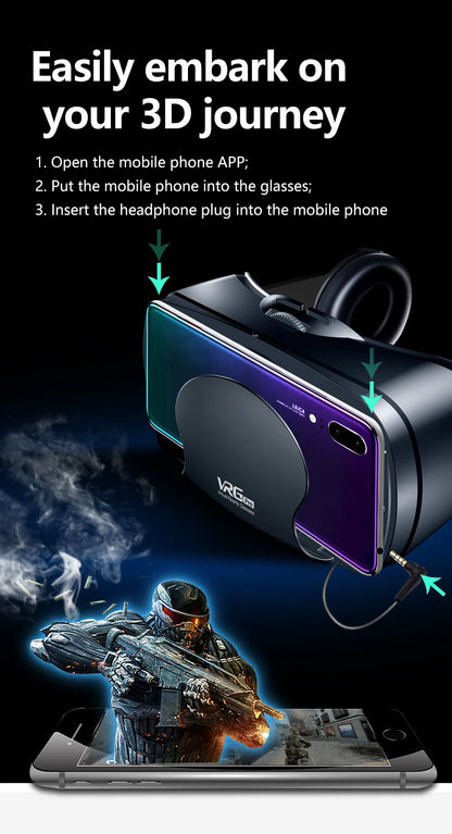 Virtual Reality 3D VR Headset Smart Glasses Helmet for Smartphones Cell Phone Mobile 7 Inches Lenses Binoculars Goggles Devices