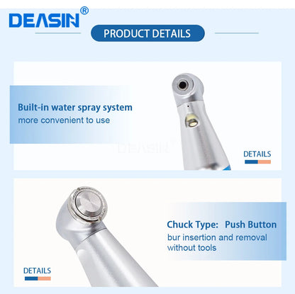 Dental LED Light 1:1 Ratio Contra Angle E-generator Low Speed Handpiece Inner Water Spray E-Type dentistry