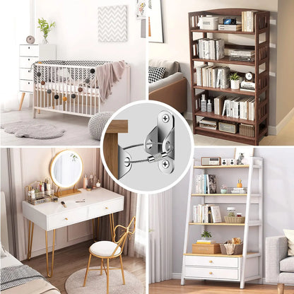 6 Sets Furniture Anchors Anti Tip Furniture Anchors for Baby Proofing, Safety Anchor Furniture Fasteners to Wall