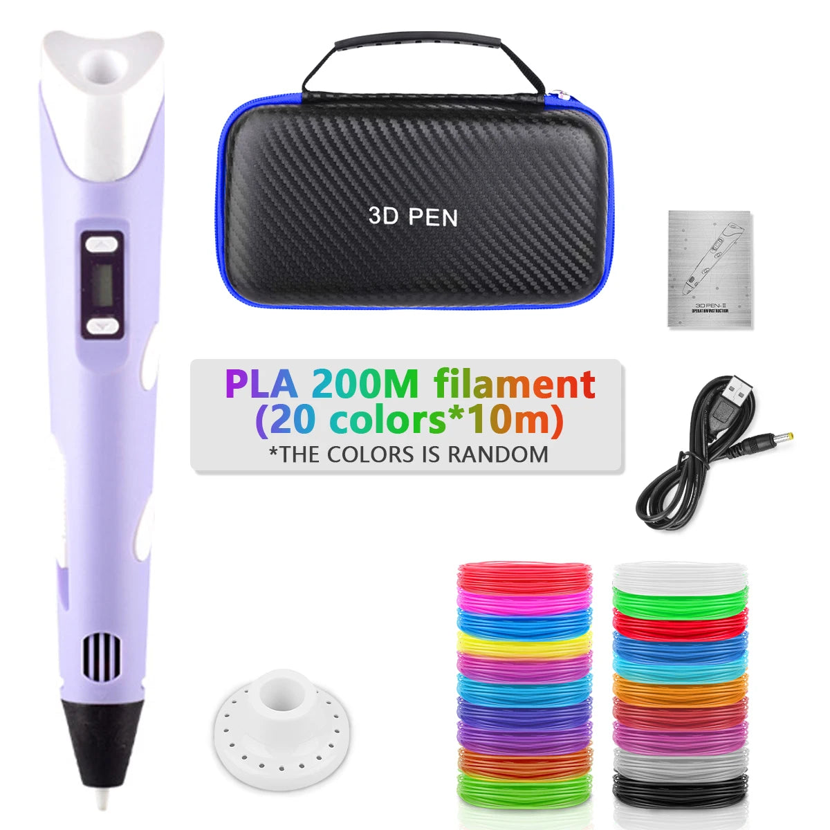 2023 Handwork 3D Pen 3d Printing Pen DIY Drawing Pens PLA Filament Birthday Christmas Gift For Kids Children with Power Adapter