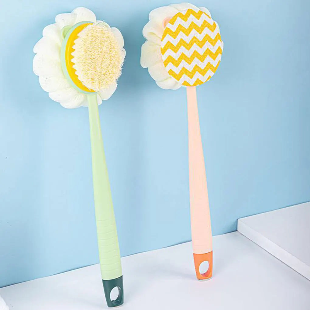 Double-sided Bath Scrubber Bath Brush Long Handle Soft Hair Bath Brush Removable Bath Towel Bath Ball Double Side Rub Cleaning