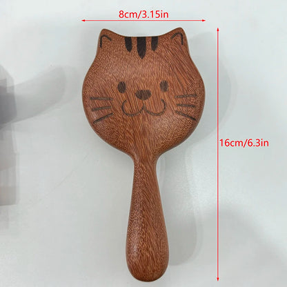 Sandalwood Cartoon Scalp Massage Comb Meridian Comb Toothed Head Hair Comb Body Beautify Massage Guasha Scraping Care