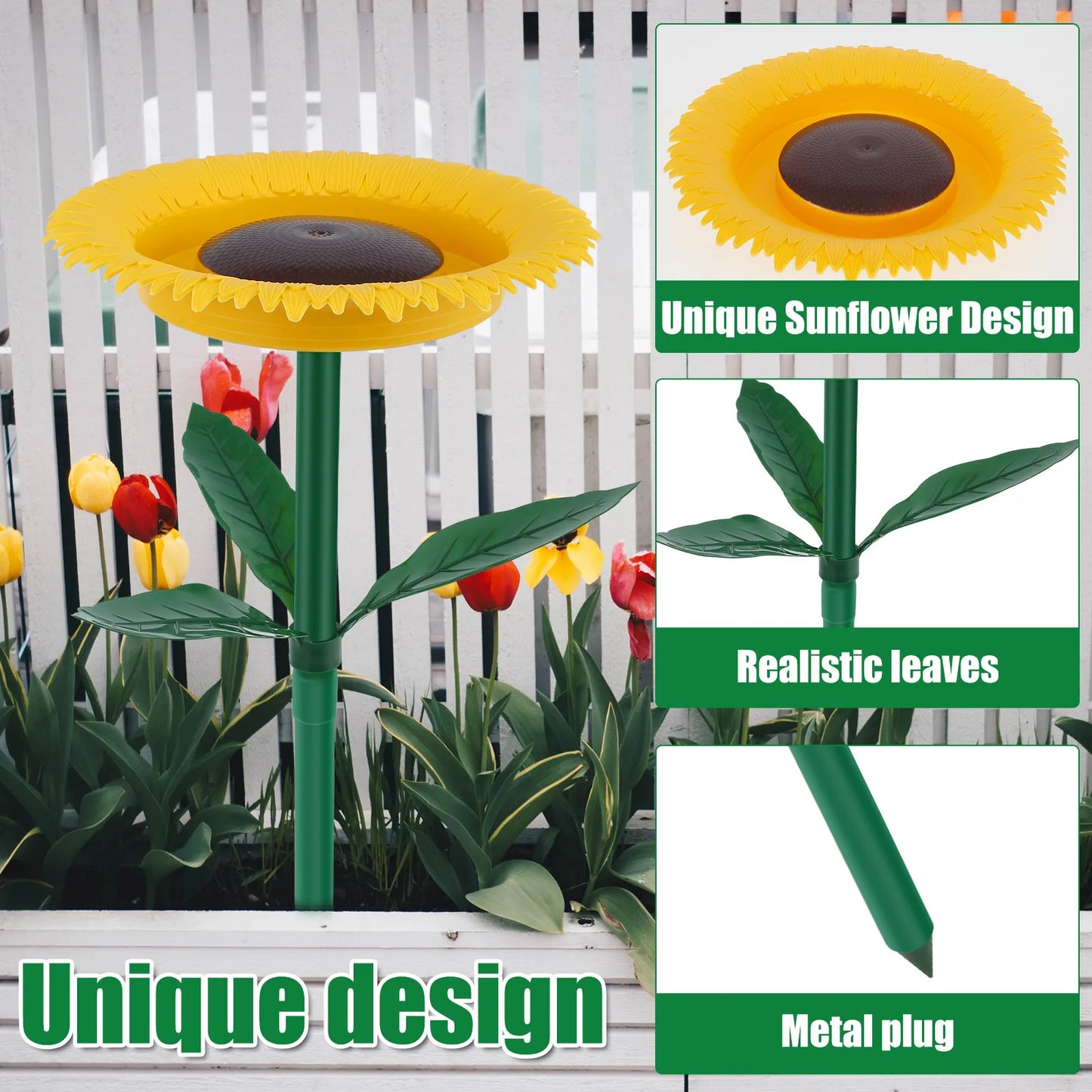 Bird Feeder Wild Bird Sun Floral Standing Feeder Outdoor Bird Bath Feeders Bowl Floral Shape Tray Decorative Garden Yard