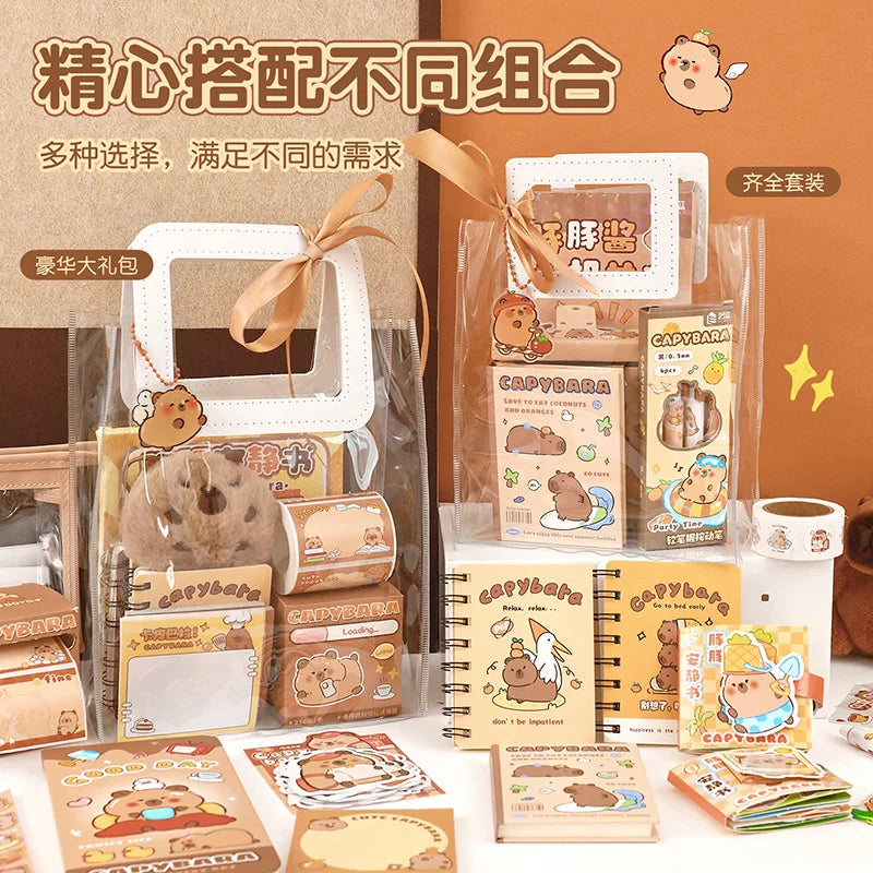 1 Set Capybara Stationery Set Student Graduation Gift Handbook Gift Bag Primary School Student Birthday Prizes