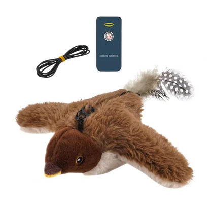 Interactive Cat Toys Flying Bird Cat Toy Flapping Wings Sparrow Catnip Toys Vivid Chirpi]ng Simulation Bird Interactive Cat Toy