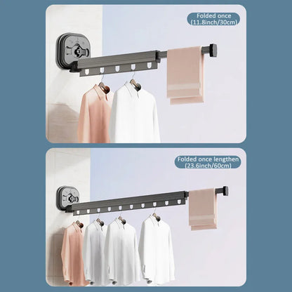 1 Pc No Punching Wall Mounted Clothes Hanger Retractable Wall Mounted Laundry Drying Rack Collapsible Drying Racks Space Saving