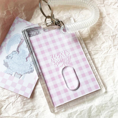 Small Card Access Control Card Cover Acrylic Transparent Double Card Protection Cover Elastic Keychain ID Card Bus Work Card