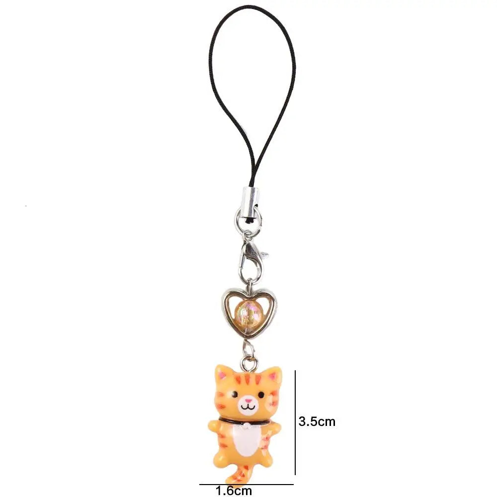 Cat Pendant Phone Strap Anti Lost Keychain Y2K Phone Charm Heart Cute Phone Lanyard Women Girls Phone Accessories