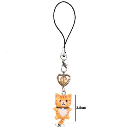 Cat Pendant Phone Strap Anti Lost Keychain Y2K Phone Charm Heart Cute Phone Lanyard Women Girls Phone Accessories