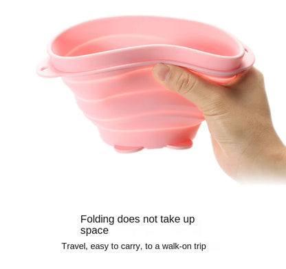 Travel Portable Silicone Folding Bowl Children's Travel Outdoor Tableware with Lid Foldable Noodle Bowl