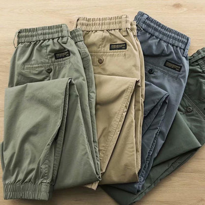 Cargo Pants Trousers for Men 2022 Casual Multi Pockets Stretchy Cuffs Thin Drawstring Elastic Waist Men Fitness Pants