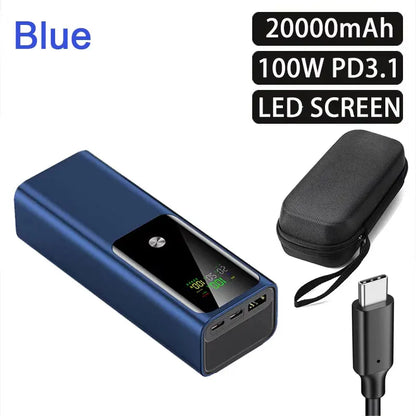 20000mAh 100W Large Capacity Power Bank Bidirectional Fast Charging Portable Powerbank Laptop External Spare Battery for Macbook
