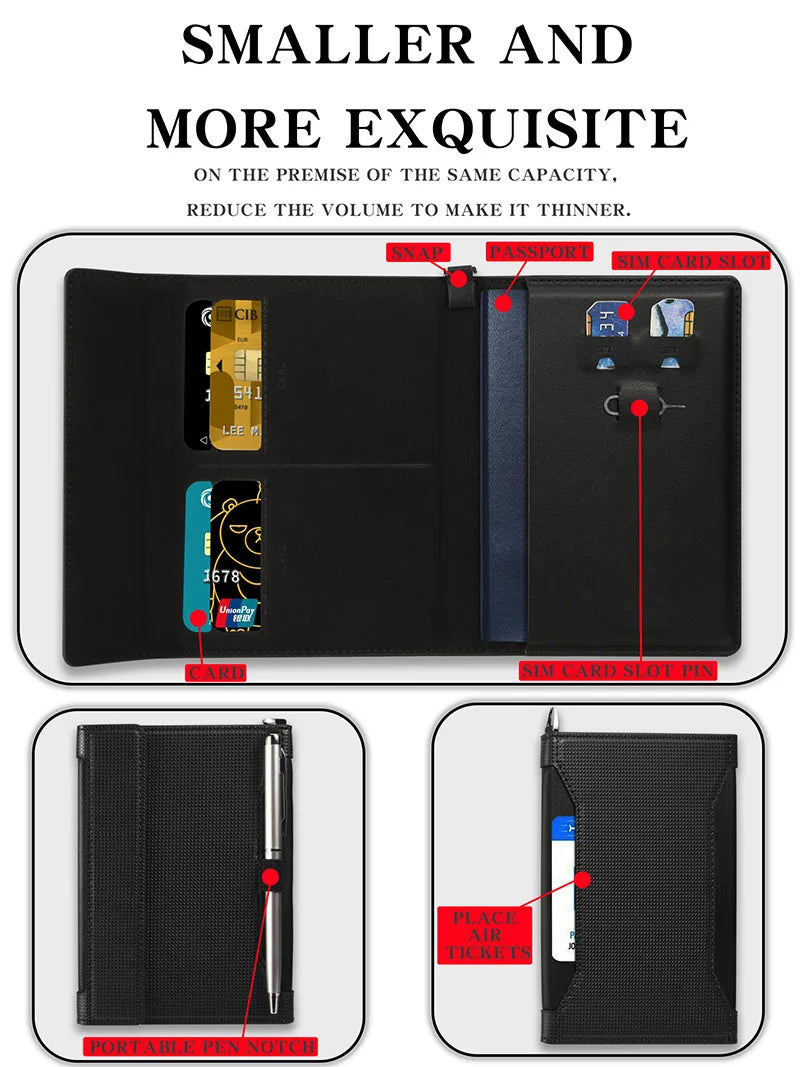 Travel Essentials RFID Blocking Passport Holder Multifunctional Large Capacity Passport Cover Gifts Business Travel Card Case