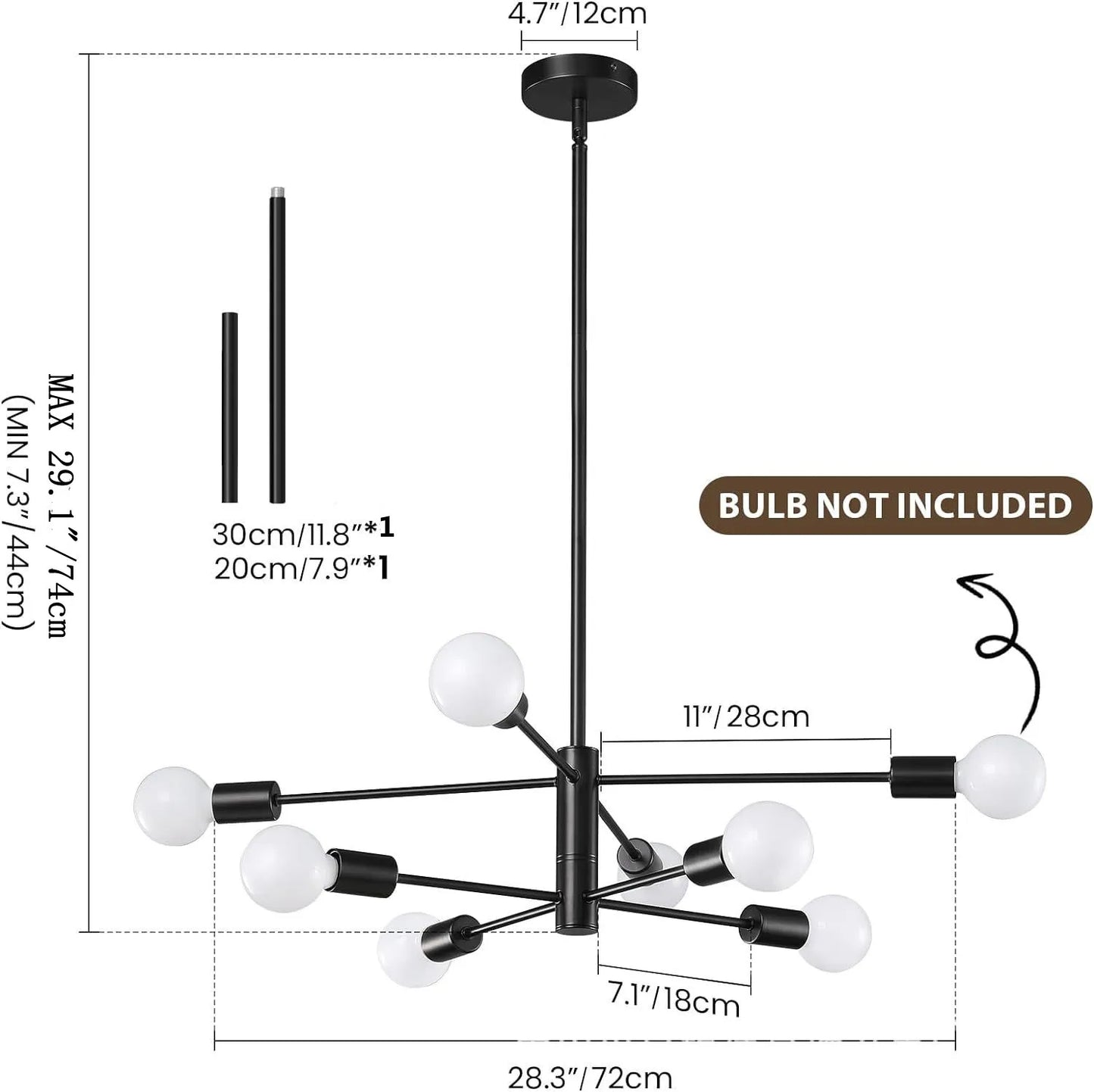 Decorative Living Room Chandelier Light 6/8/10/12 Lamps Heads Modern E27 Ceiling Chandelier Dining Room Bedroom Chandelier Lamp