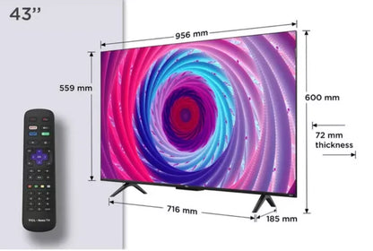 TCL 43RC650K 43-inch QLED Pro Television, 4K Ultra HD, Roku TV ，43RC650K