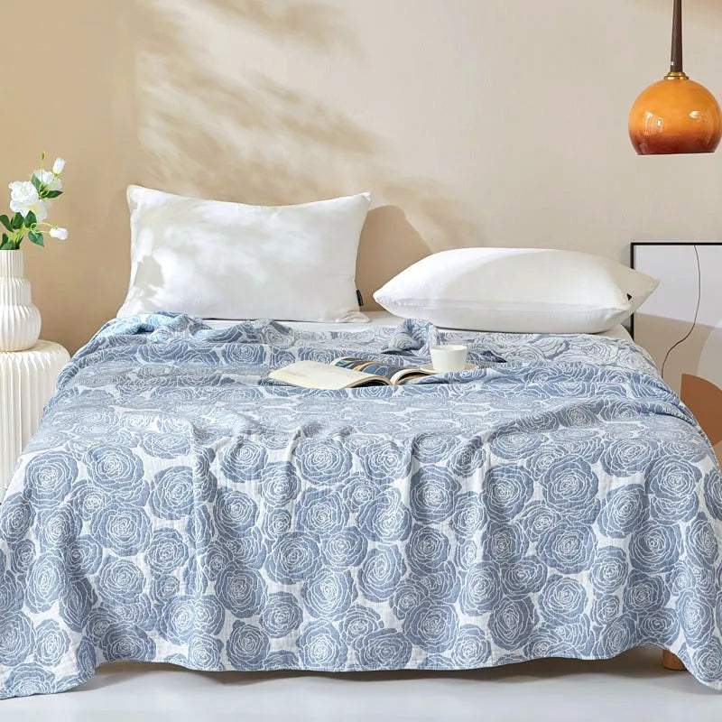 Summer Blankets 4 Layers Muslin Cotton Bedspread Blanket 150x200cm 200x230cm Soft Office Home Bedding Sleeping Quilt Blanket