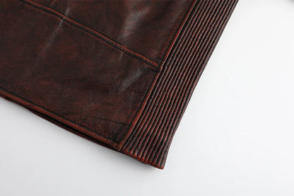 Copersian Men's Genuine Leather Jacket Natural Cowhide Hunting Jacket  Retro Motorcycle Jacket Spring Autumn Mens Clothes