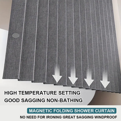 Foldable Magnetic Shower Curtain Waterproof Bath Curtain with 12/14 Hooks Bathroom Curtain Modern  Bathroom Curtain for Bathroom