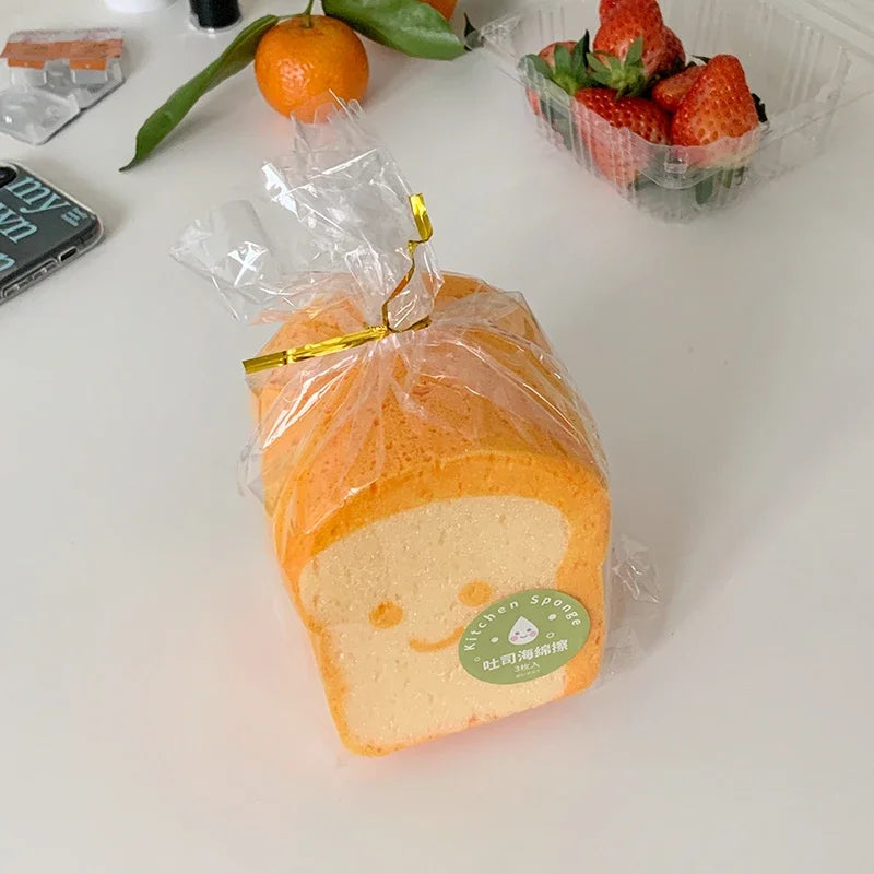 Cute Magic Sponge Kitchen Cleaning Tools Gadgets Dishwashing Sponges Egg Toast  Kawaii Items  Bathroom Dishwasher
