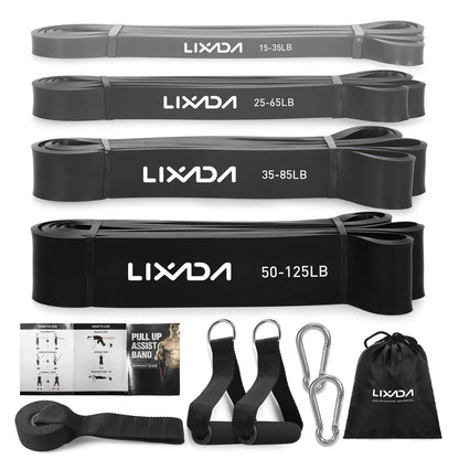 Lixada Pull Up Assist Bands Set Resistance Loop Bands Powerlifting Exercise Stretch Bands with Door Anchor Foam Handles Hooks