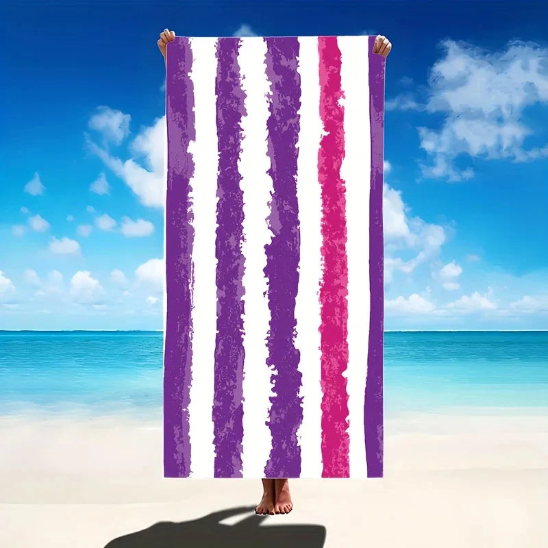 Oversized Beach Towel 280g/㎡ Microfiber, Rainbow Quick-Dry for Pool Travel, Tropical Design, Fade-Resistant & Washable