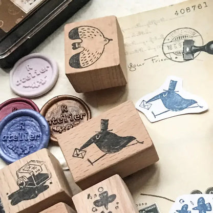 Stamp Scrapbooking Supplies Flower Petal Birds Stationary Kawaii Wooden Stamps