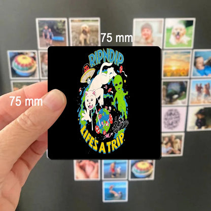 Cat R-Ripndips Fridge Photo Fridge Magnet Square Stickers Personalize Home Decor Souvenirs Gift