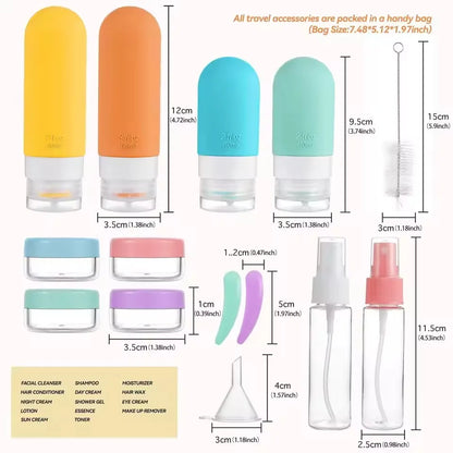 16Pcs Travel Bottle Set Leak-Proof Container Portable Refillable Toiletries Shampoo Conditioner Lotion Liquid Empty Bottles