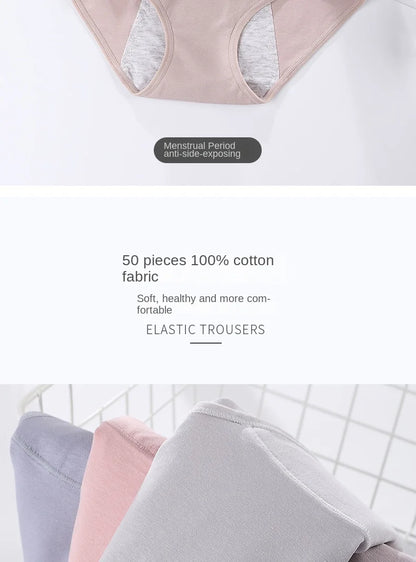 3PCS/set Women's menstrual briefs large flow postpartum water absorption leakproof briefs women's pure cotton menstrual briefs