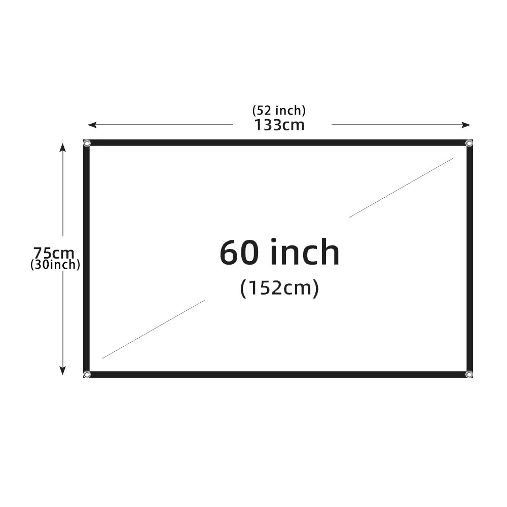 60-200 Inch Portable Foldable Projector Screen High Density White Less Creases Soft Projection Screen 16:9 Indoor Outdoor