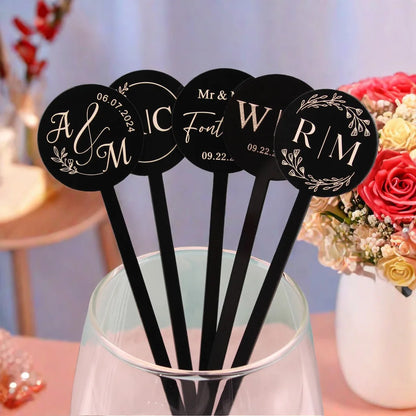 50pcs Personalized Acrylic Bachelorette Party Drink Stirrers, Birthday Swizzle Decoration, Wedding logo custom Cocktail Stirrers