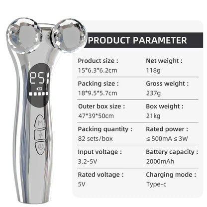 4D Roller Facial Massager EMS Face Lift Device V-Face Slimmer Skin Tightening Double Chin Remover Eye Care Vibration Massager