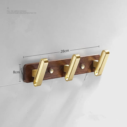 Tuqiu Robe Hook,Clothes Hook,Towel hanger, Wood and Aluminum Towel Hooks kitchen hooks Brushed gold bathroom accessories