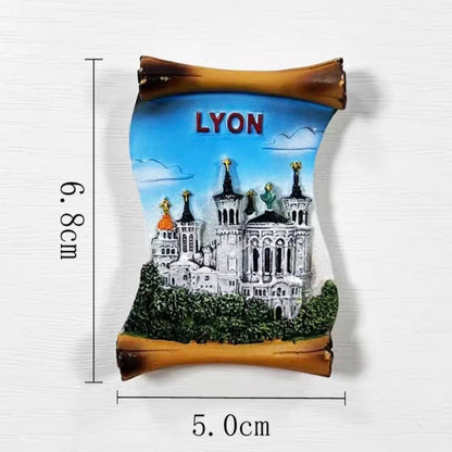 Europe France Lyon Strasbourg Marseille Resin 3D Fridge Magnets Tourism Souvenir Refrigerator Sticker