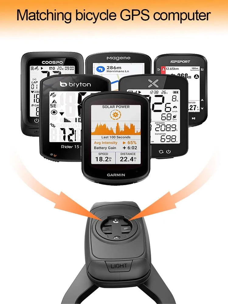 Bicycle lights & horns & Garmin computer stand 3in1, stacked BIKE computer base computer stand cycling code watch base headlighg